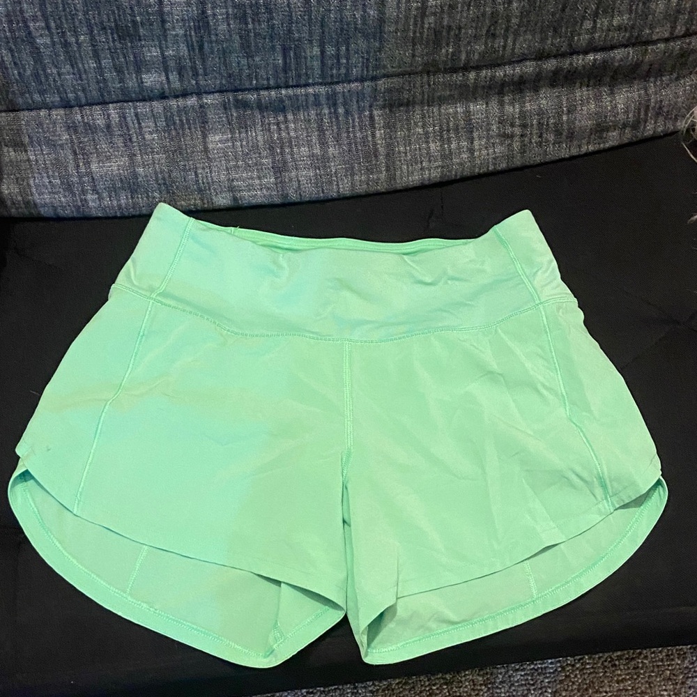 Lululemon lime green speed up shorts 2”